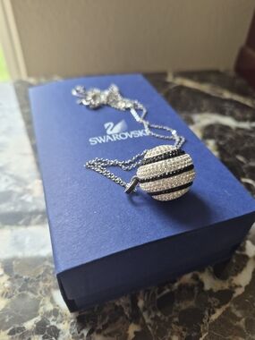 Swarovski Pendant Necklace Black and White Crystal Ball Multi-Length